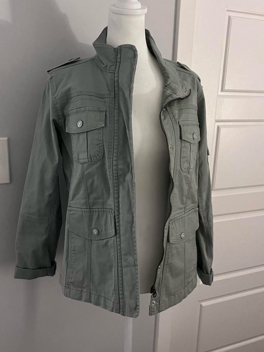 Kenzie Sage Green Utility Jacket with Front Pockets